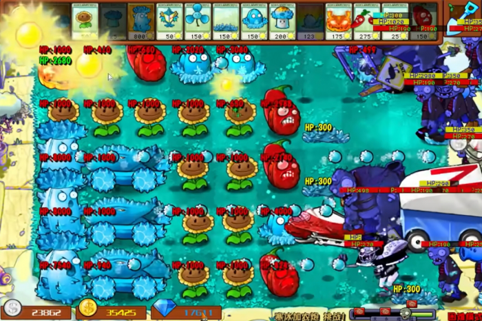 植物大战僵尸杂交版寒冰加农炮1怎么过1