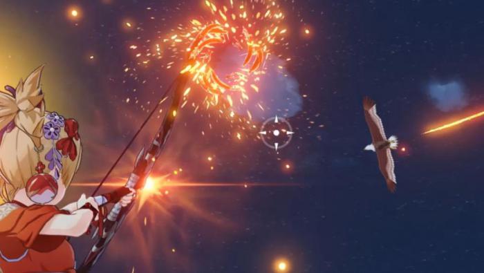 原神怎么射中天上的鹰_原神用弓箭射天空的鹰