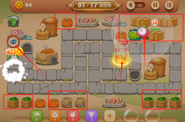 保卫萝卜3集市篇第45关怎么过1