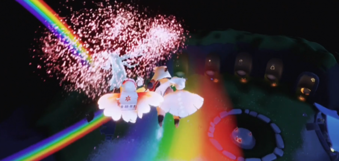 光遇怎么在樱花树下放彩虹3