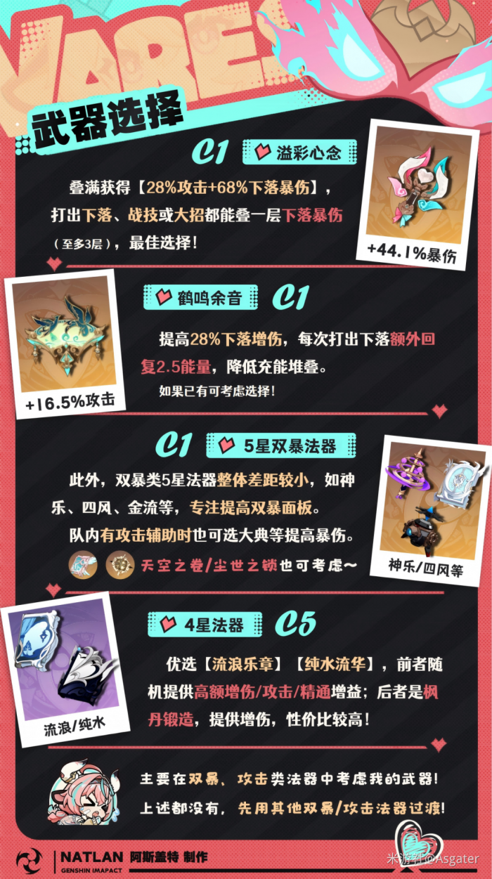 原神2026瓦雷莎武器选择