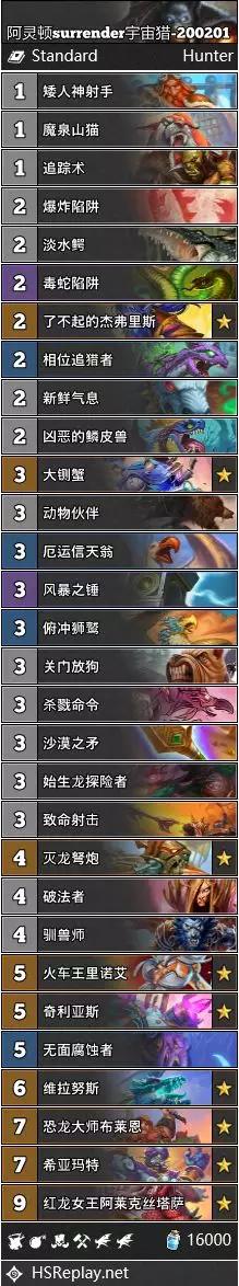 《炉石传说》巨龙降临阿灵顿宇宙猎卡组构筑1