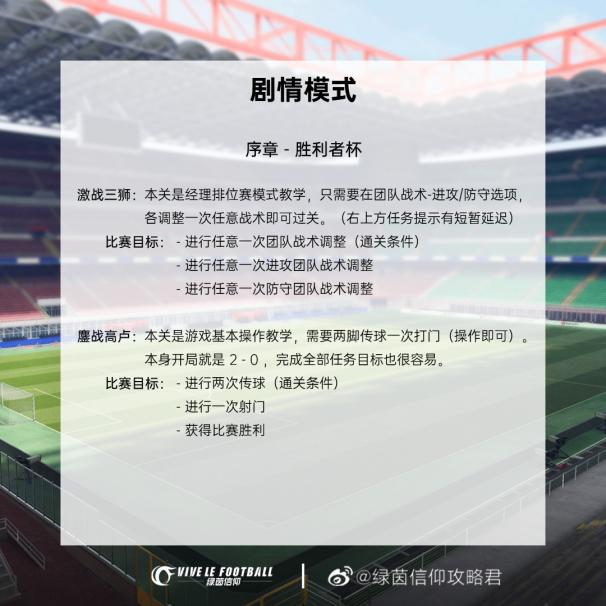 绿茵信仰剧情模式怎么玩1