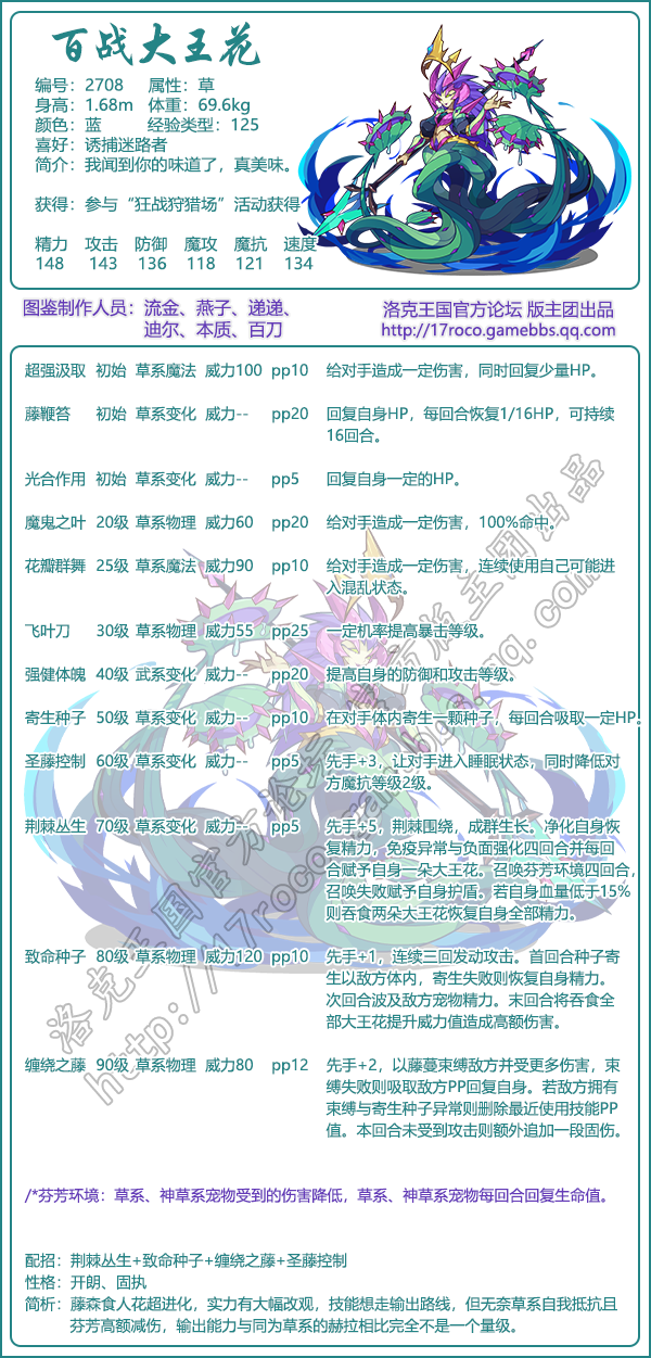 洛克王国百战大王花性格推荐1