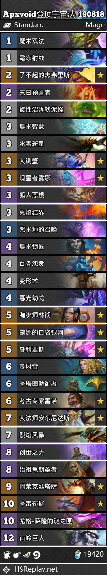 《炉石传说》奥丹姆奇兵Apxvoid登顶宇宙法1