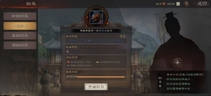 三国志战略版驯马厂有什么用2